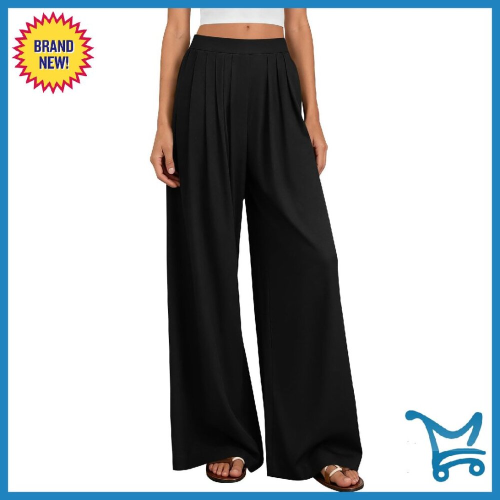 High Waisted Wide Leg Palazzo Pants Flowy Loose Fit Work Lounge